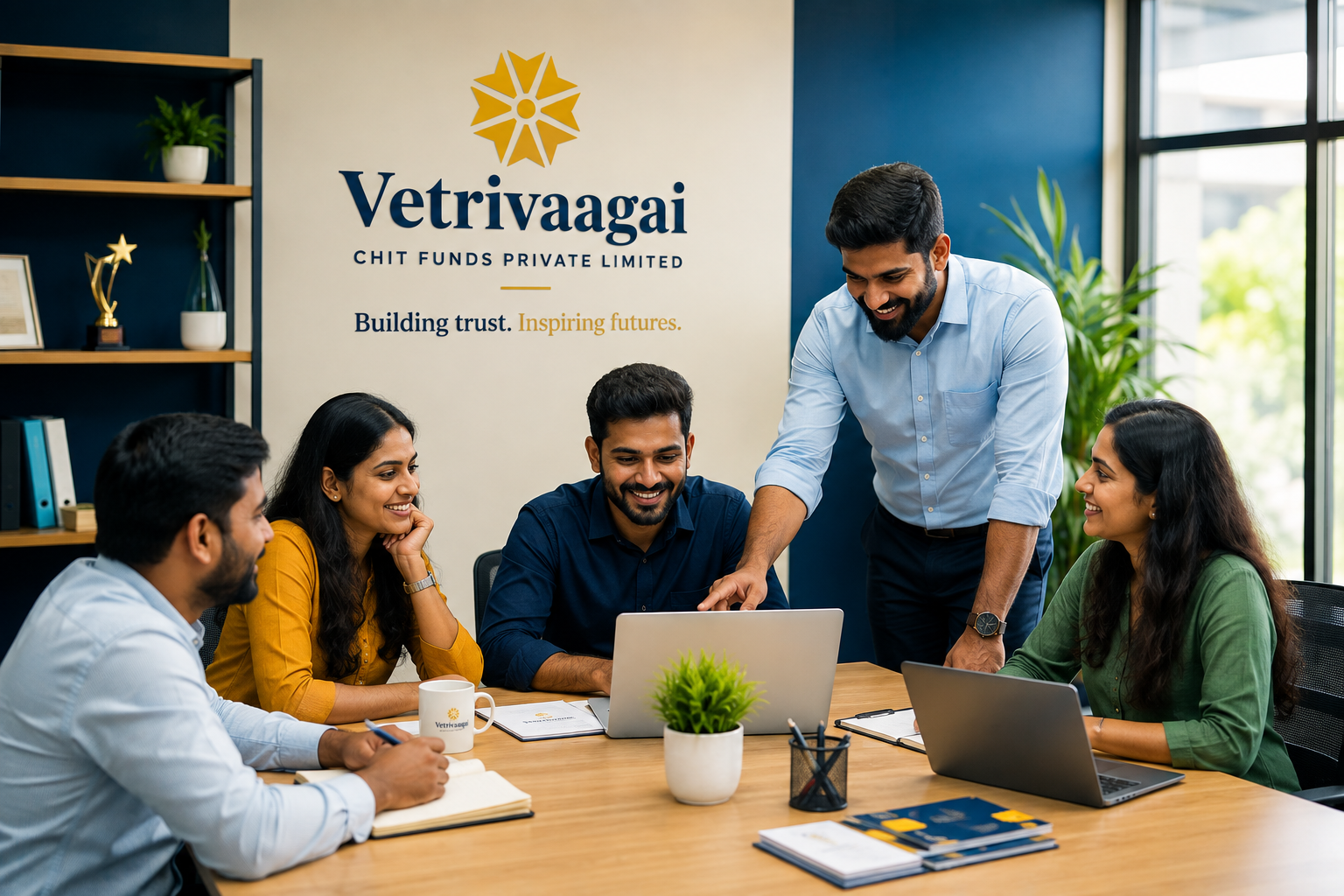 The Vetrivaagai team at work in the Sivagiri office